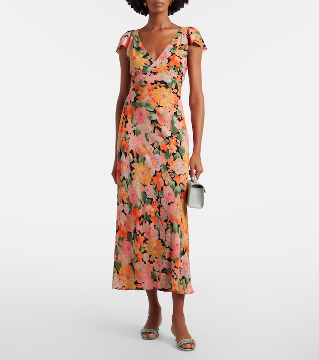 RIXO Cathy floral crêpe midi dress