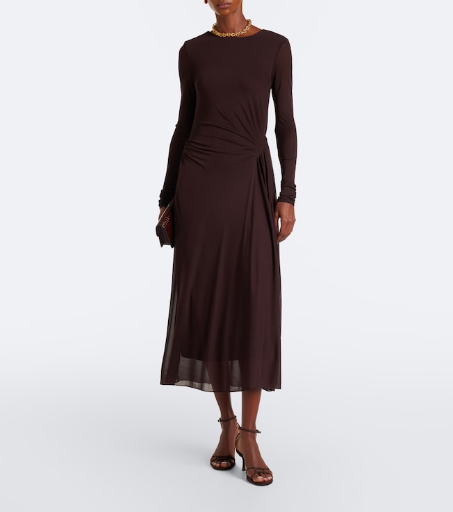 Max Mara Elegante gathered crêpe jersey midi dress