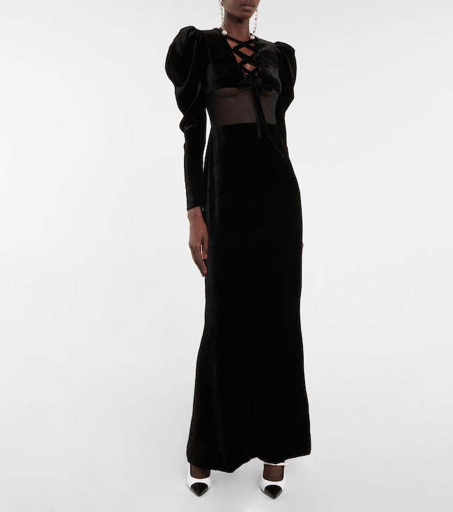 Alessandra Rich Silk-blend velvet maxi dress