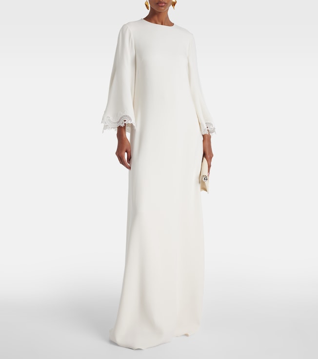 Oscar de la Renta Lace-trimmed silk-blend georgette kaftan