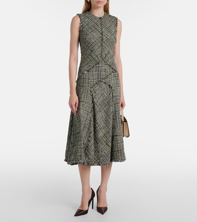 Erdem Draped tweed midi dress