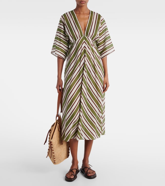 Eres Summer striped cotton voile kaftan