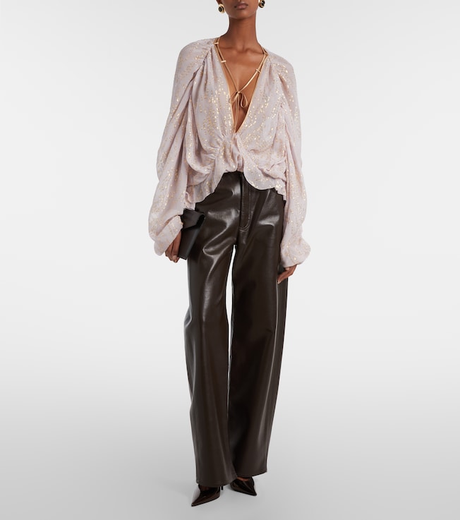 Jacques Wei Ruffled silk-blend shirt