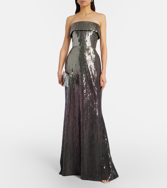 Elie Saab Sequined strapless bustier gown