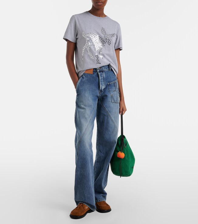 Jw Anderson Embellished cotton jersey T-shirt