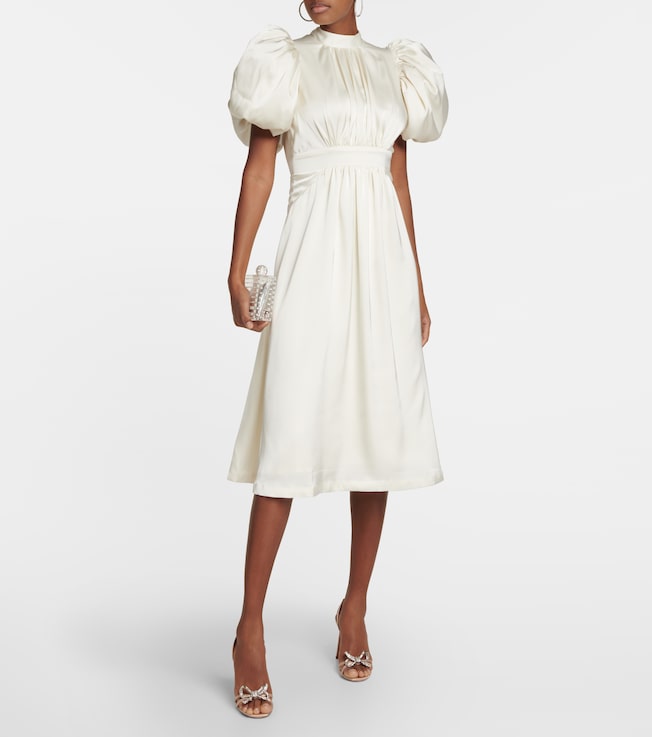 Rotate Open-back satin midi dress