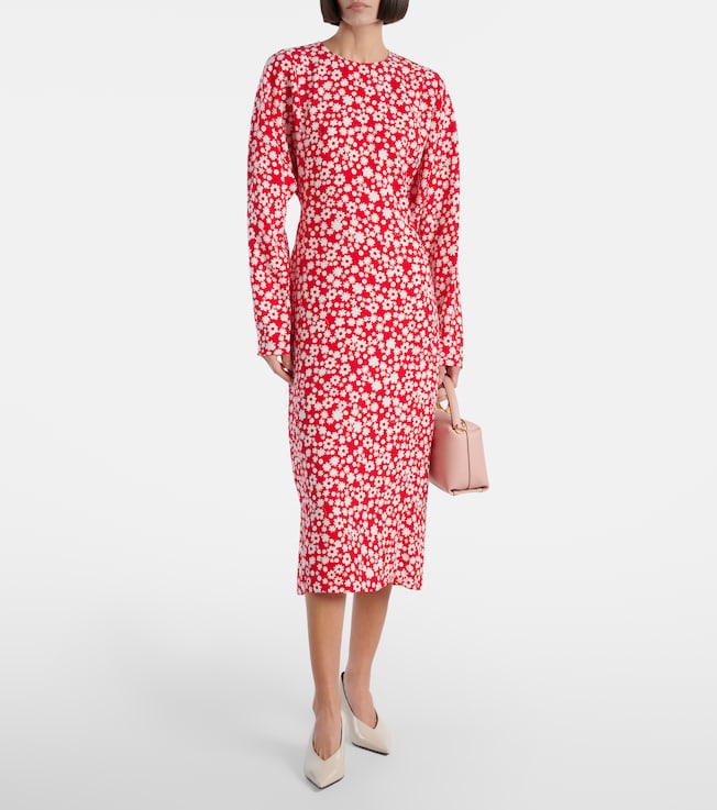 Marni Floral enver satin midi dress