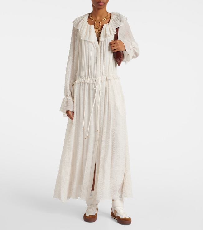 Chloé Ruffled silk-blend crêpe maxi dress