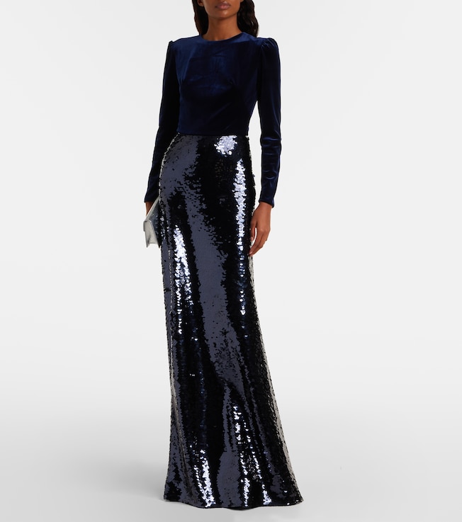 Monique Lhuillier Sequined velvet gown