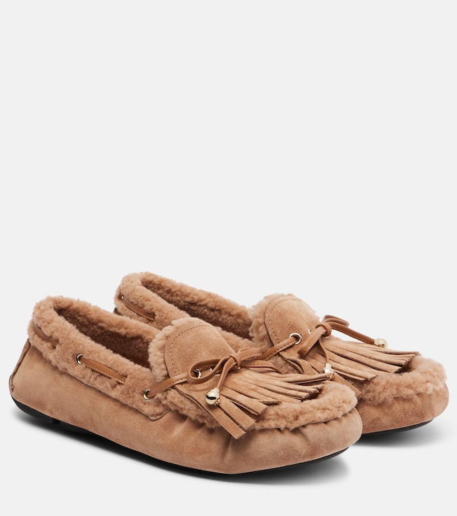 JIMMY CHOO - Manon F shearling-lined suede boat shoes | Plush