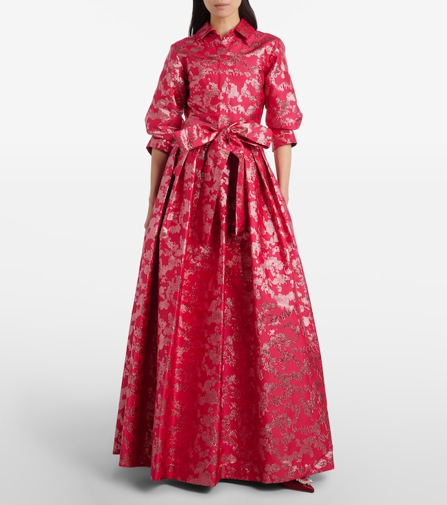 SIMKHAI Julip belted jacquard gown