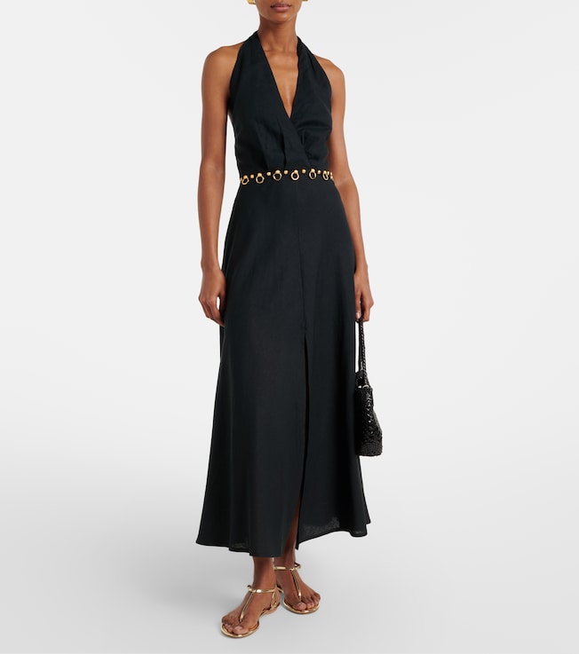 VIX PAULA HERMANNY Hailey halterneck linen-blend midi dress