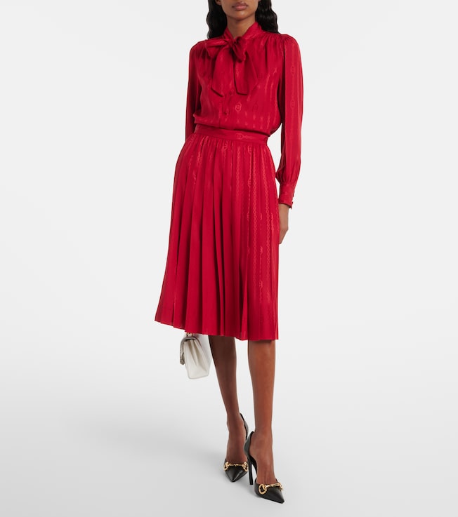 Gucci Interlocking G silk jacquard midi skirt