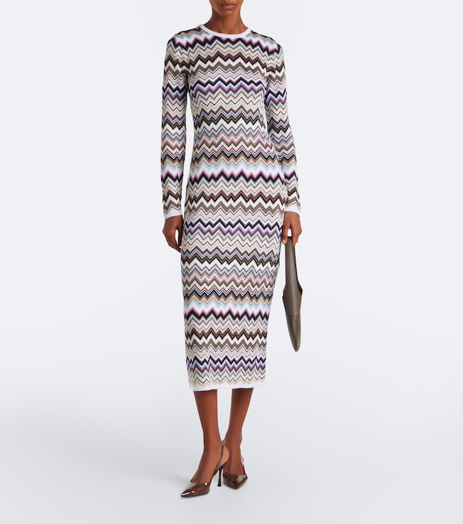 Missoni Zigzag knitted wool-blend midi dress