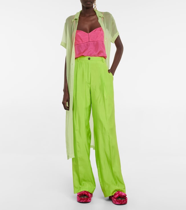 Dries Van Noten High-rise silk-blend wide-leg pants