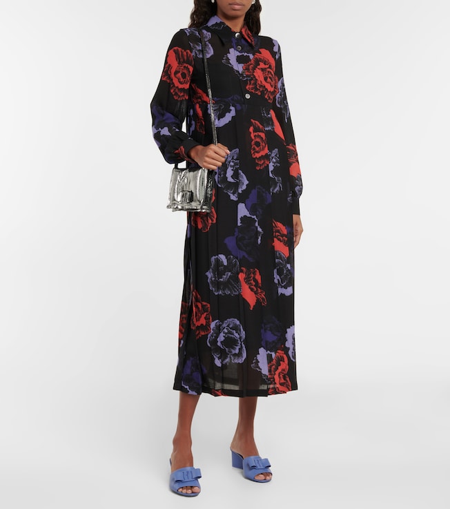 Ferragamo Floral wool-blend midi dress