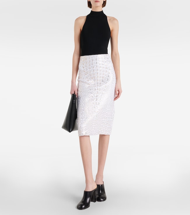 Alaïa High-rise snake-print pencil skirt