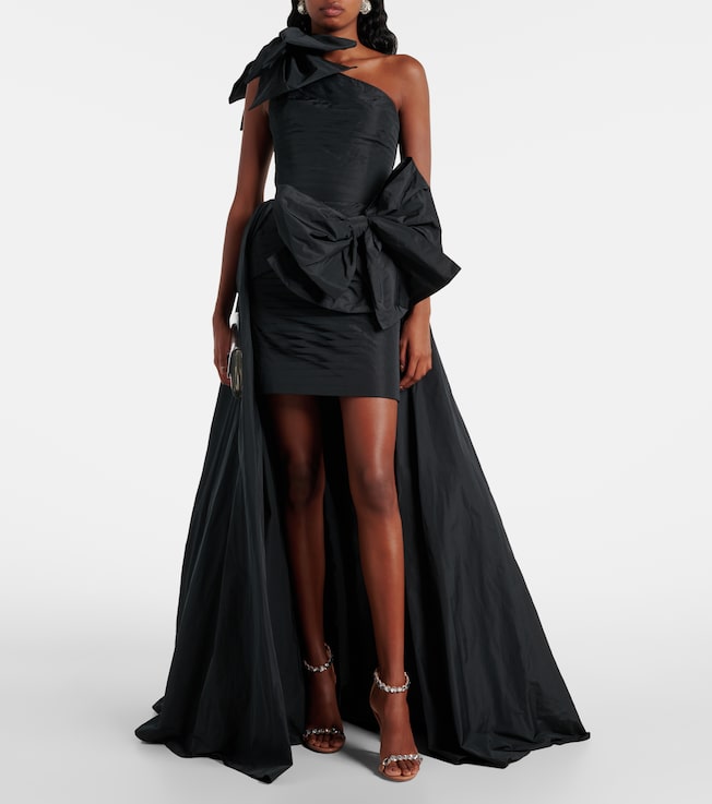 Elie Saab Bow-detail taffeta bustier gown