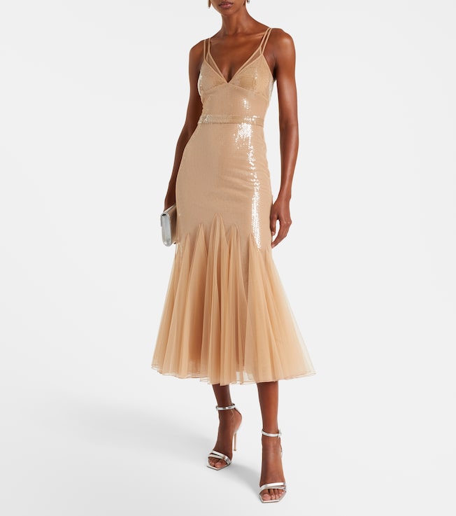 David Koma Sequined tulle gown