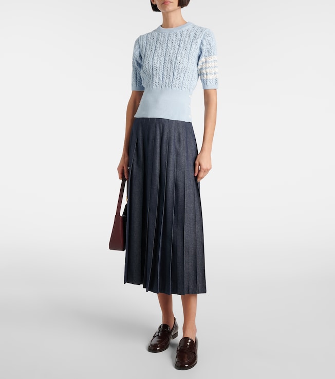 Thom Browne 4-Bar pointelle cotton top