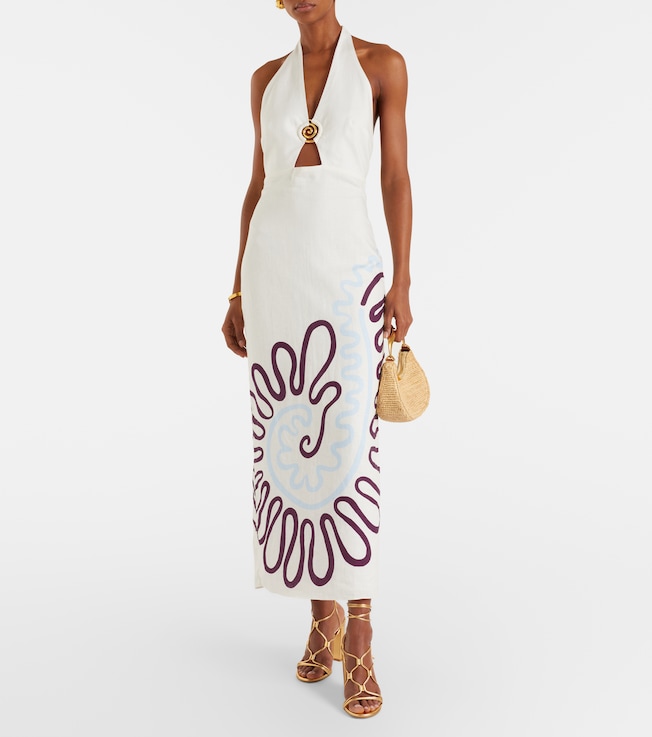 Cala de la Cruz Clara cutout printed linen maxi dress