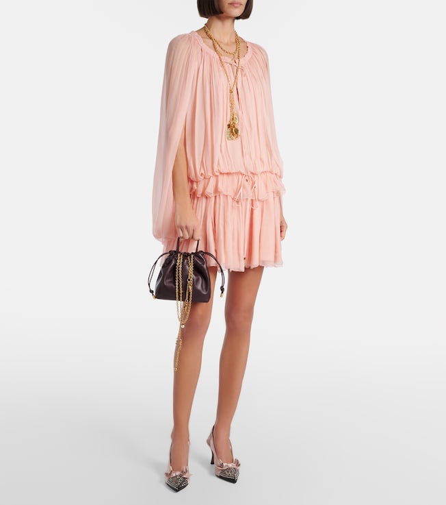 Chloé Caped ruffled silk muslin minidress