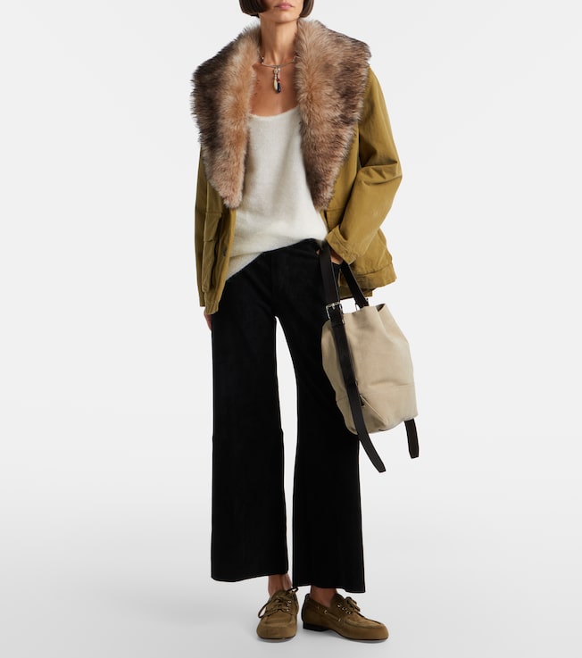 Stouls Lilou cropped suede wide-leg pants