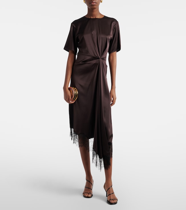 Staud Sonoma lace-trimmed silk-blend midi dress