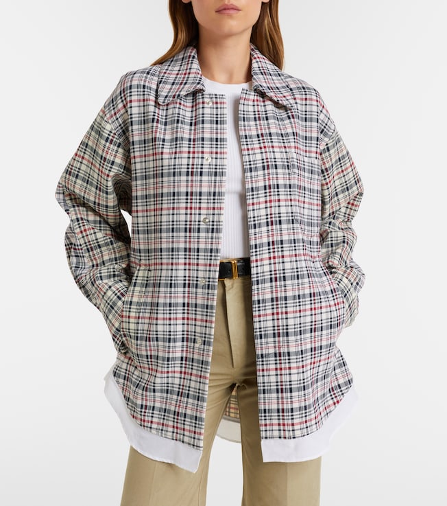 Victoria Beckham Checked oversized cotton and wool jacket