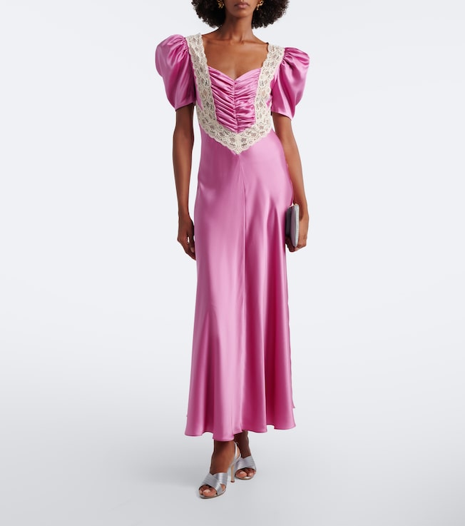 Rodarte Lace-trimmed silk maxi dress