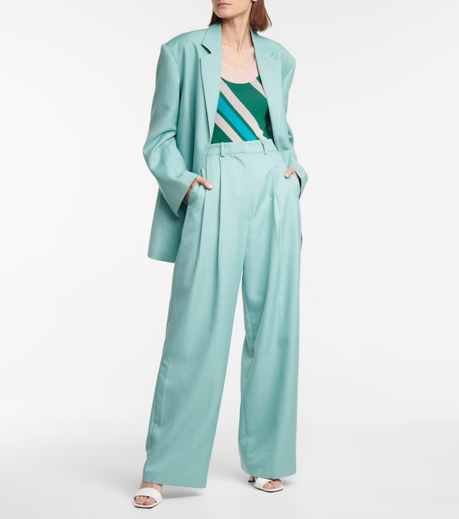 Dodo Bar Or High-rise wide-leg wool-blend pants