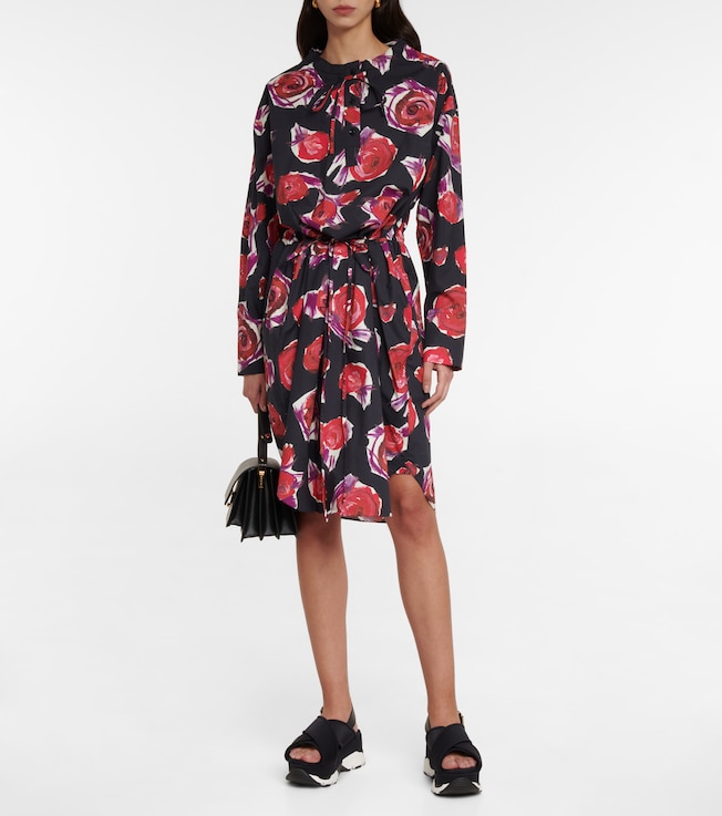 Marni Floral cotton midi dress