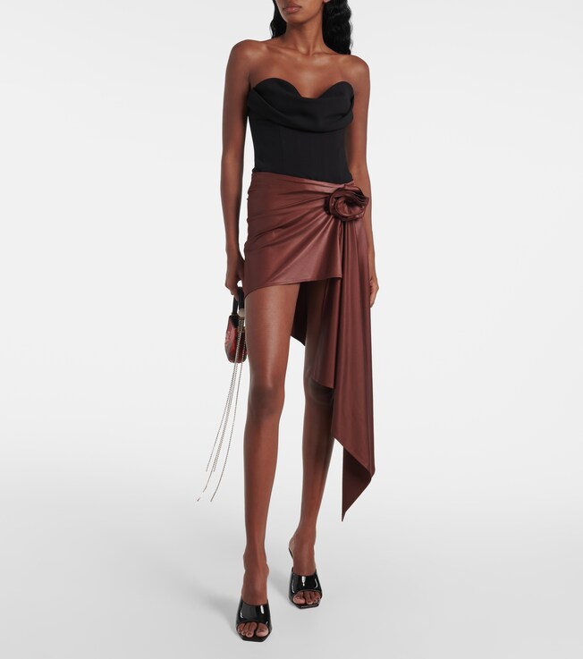 Magda Butrym Floral-appliqué satin miniskirt