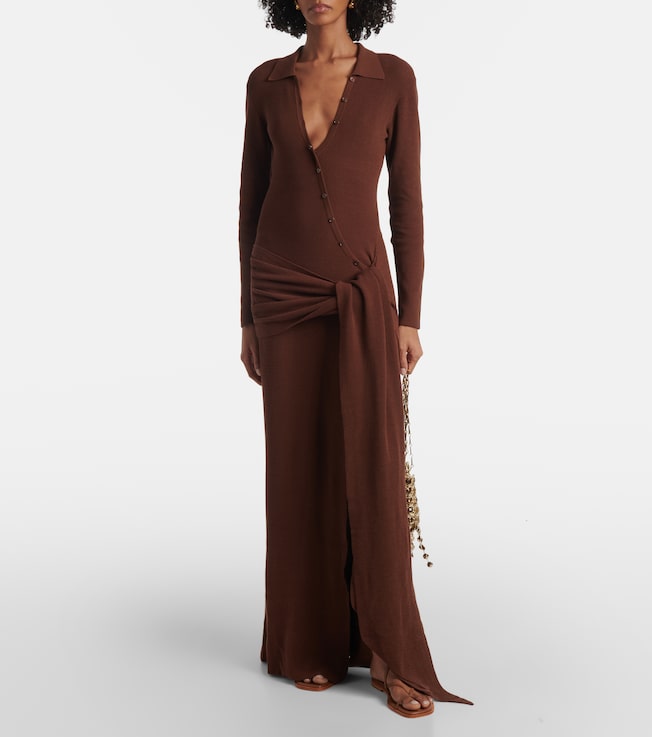 Aya Muse Saros draped cotton-blend maxi dress