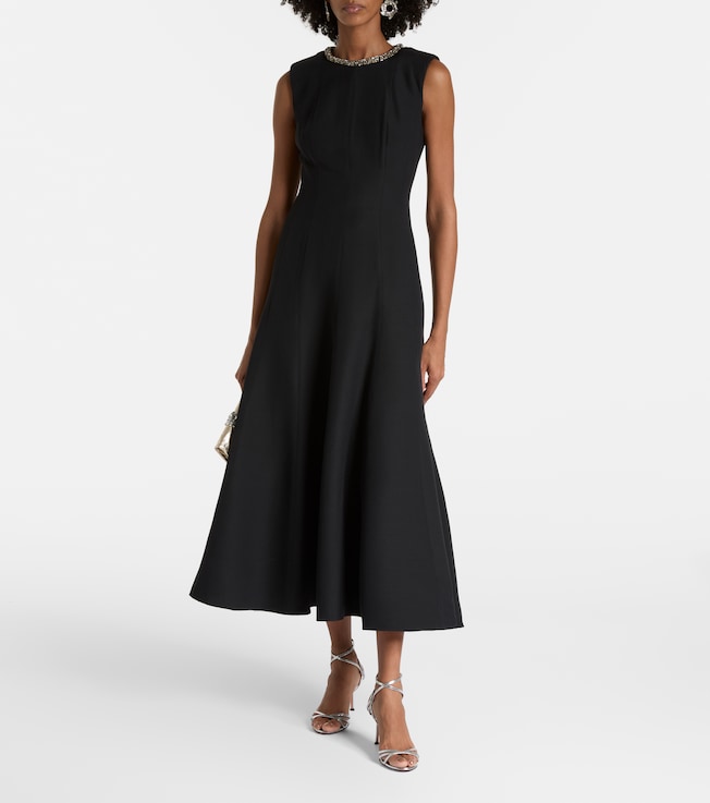 Roland Mouret Embellished wool and silk midi dress