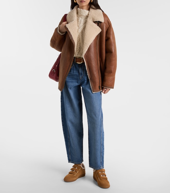 Isabel Marant Adelina shearling-trimmed leather jacket