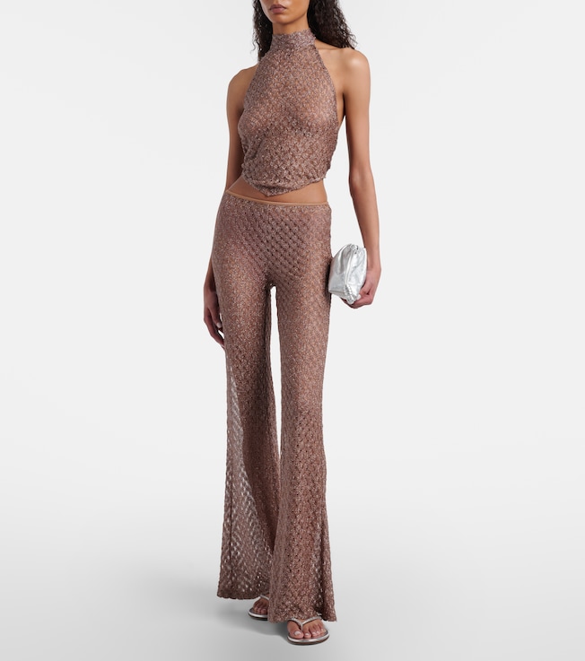 Missoni Open-knit lamé flared pants