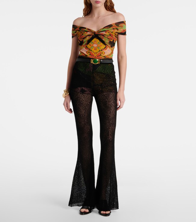 Etro Cotton lace flared pants