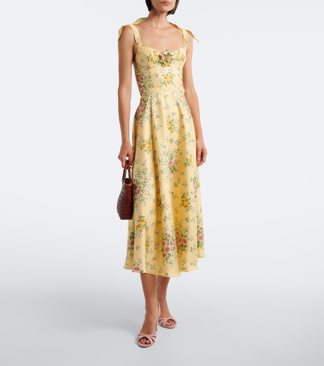 Rodarte Floral silk twill midi dress