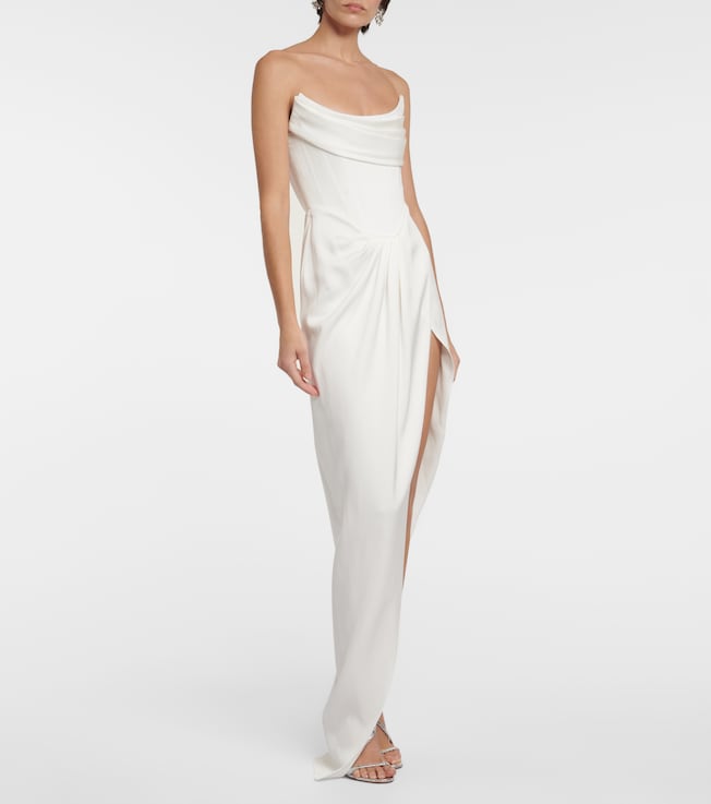 Alex Perry Bridal draped satin crêpe bustier gown