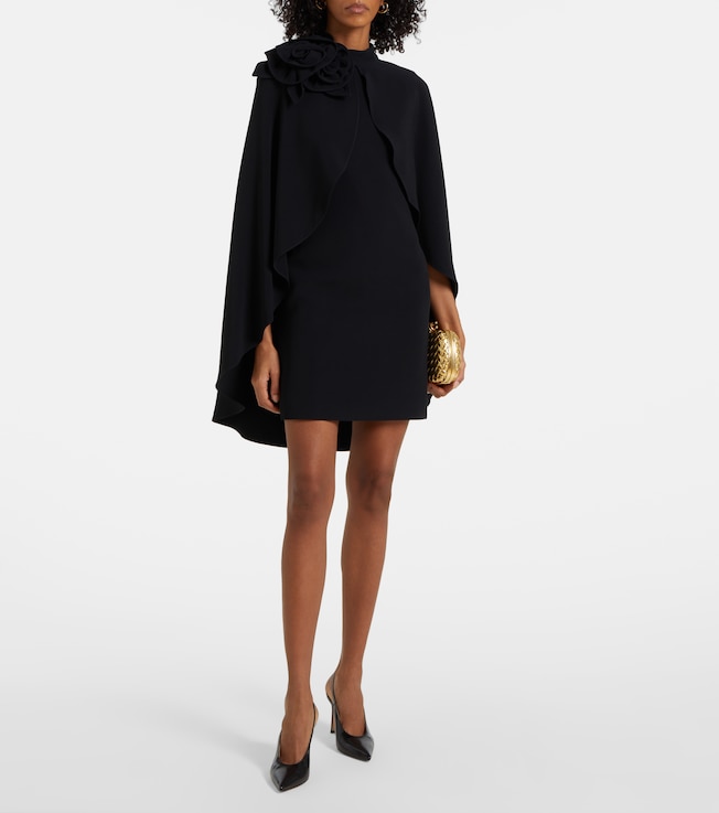 Elie Saab Floral-appliqué ruffled cady minidress