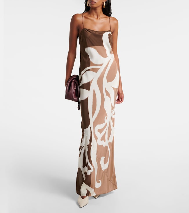 SIR. Floral printed silk satin maxi dress