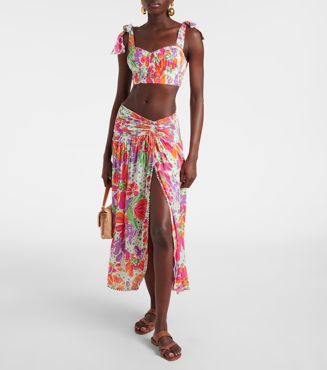 Poupette St Barth Carla printed halterneck crop top