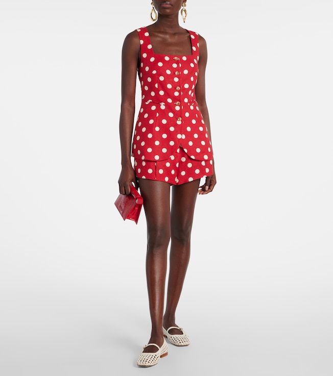 POSSE Rosalie polka-dot linen shorts