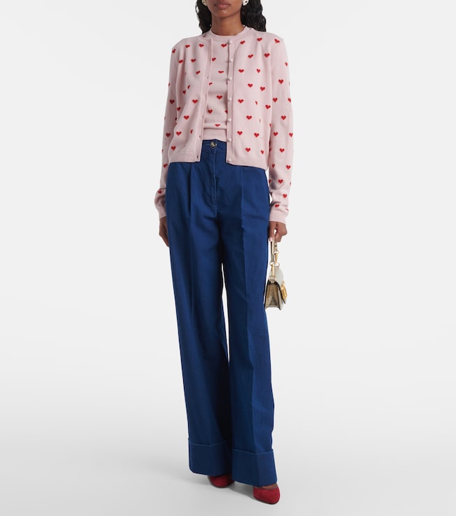 Valentino Jacquard virgin wool cardigan