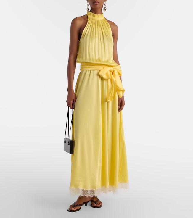 Poupette St Barth Nina halterneck satin maxi dress
