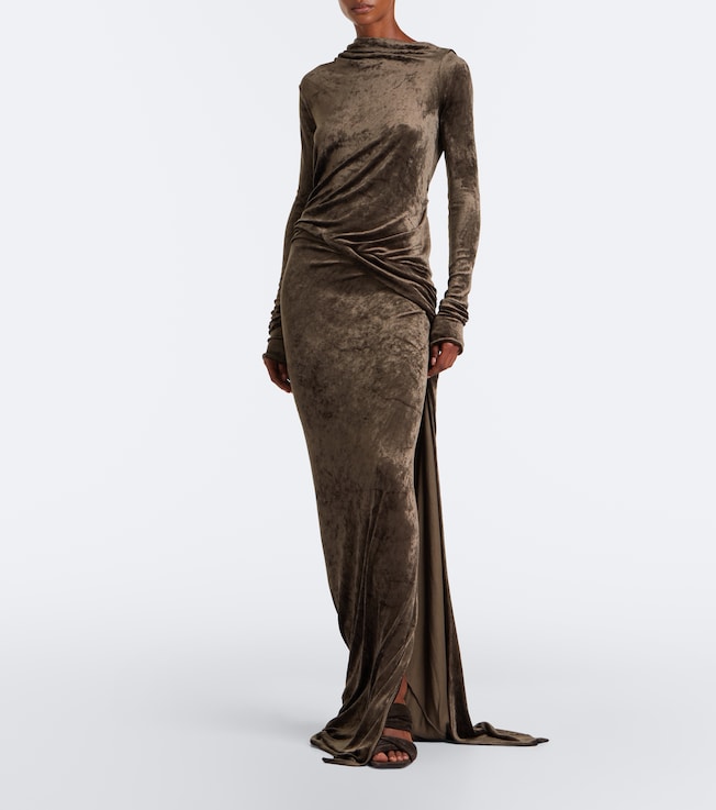 Rick Owens Lilies Shailee draped open-back velvet gown