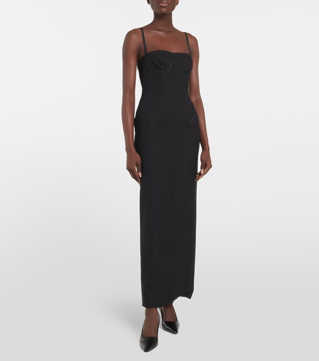 Thom Browne Corset wool and silk maxi dress