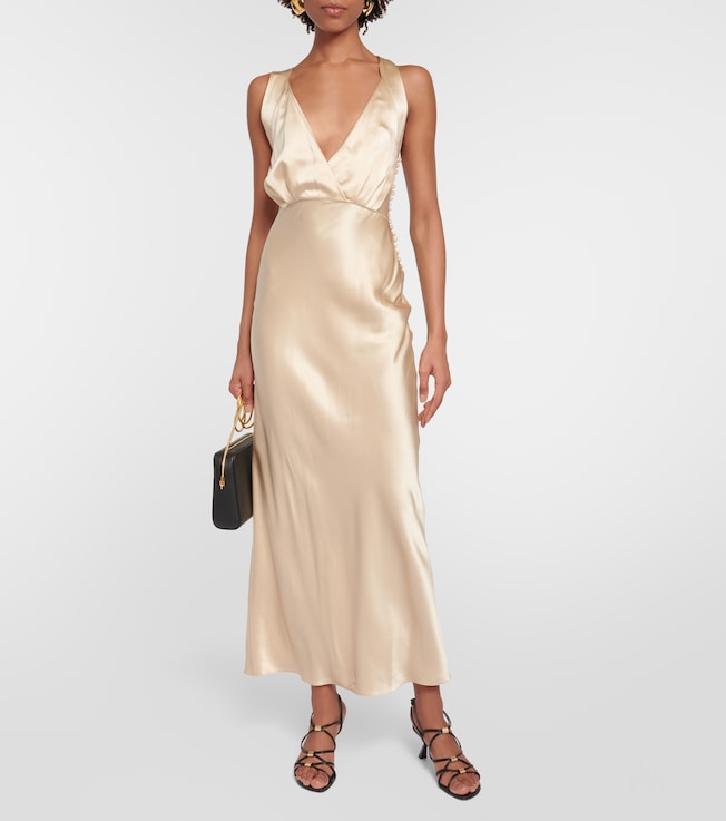 KHAITE Milo silk charmeuse midi dress