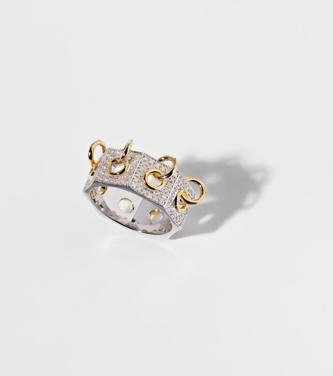 Bague Eyet en or jaune et blanc 14 ct et diamants | Rainbow K